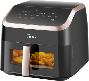 Midea - Freidora de aire 8 L, multifunción 8 en 1, freír, asado, cocina, calentamiento y deshidratación